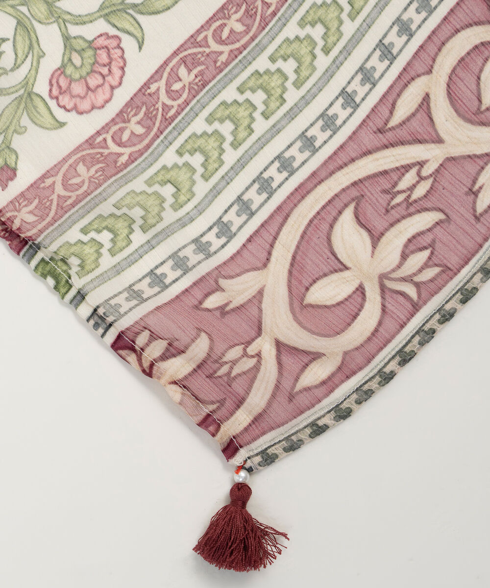 Blended Chiffon Printed White Dupatta