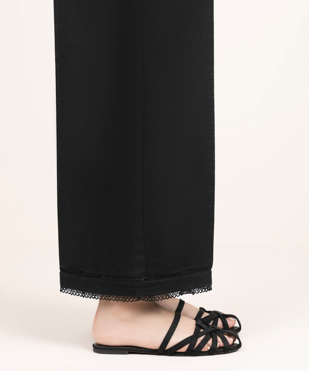 Women's RTW Khaddar Solid Black Culottes