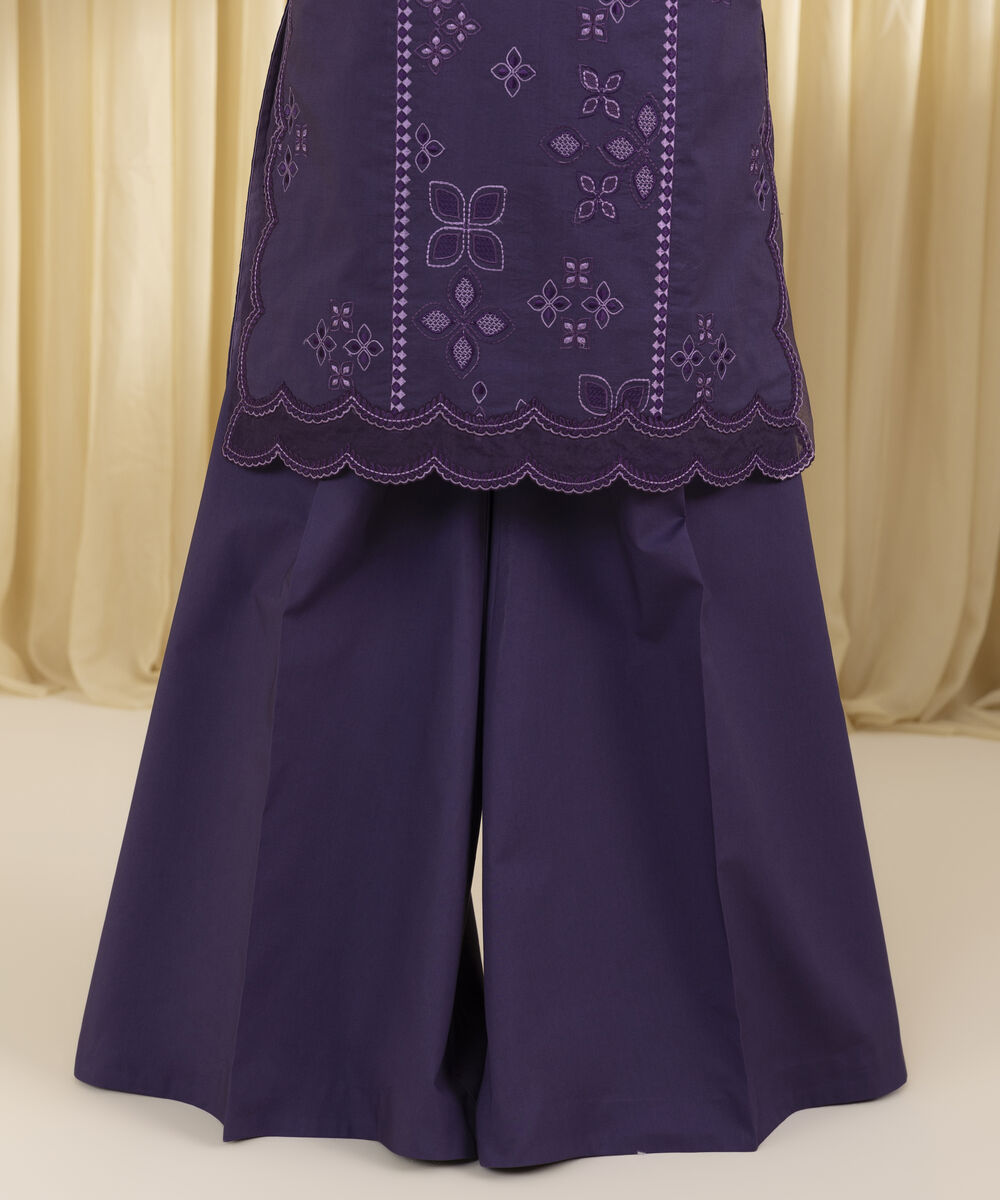 Unstitched Women's Purple Textured Lawn 3 Piece Suit