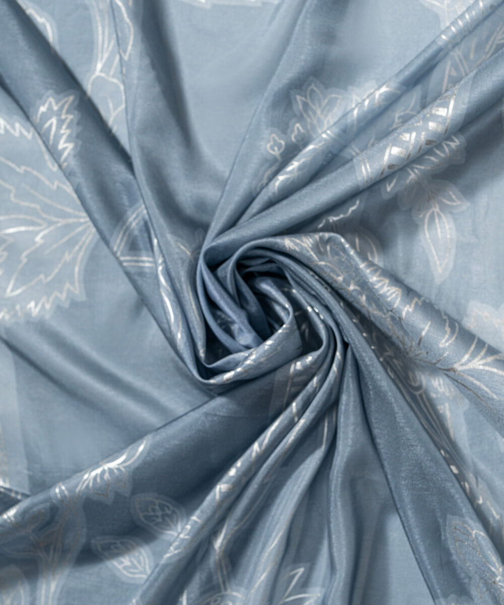 Women's RTW Blended tissue Printed Blue Dupatta
