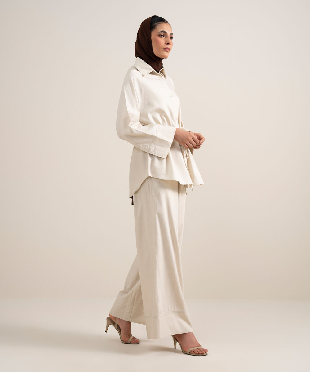 Women's Ivory Wide-Legged Culottes