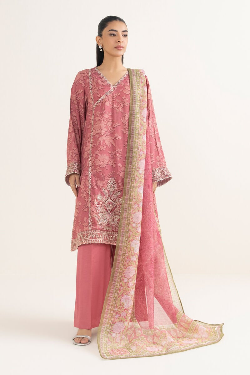 3 Piece - Embroidered Dobby Suit