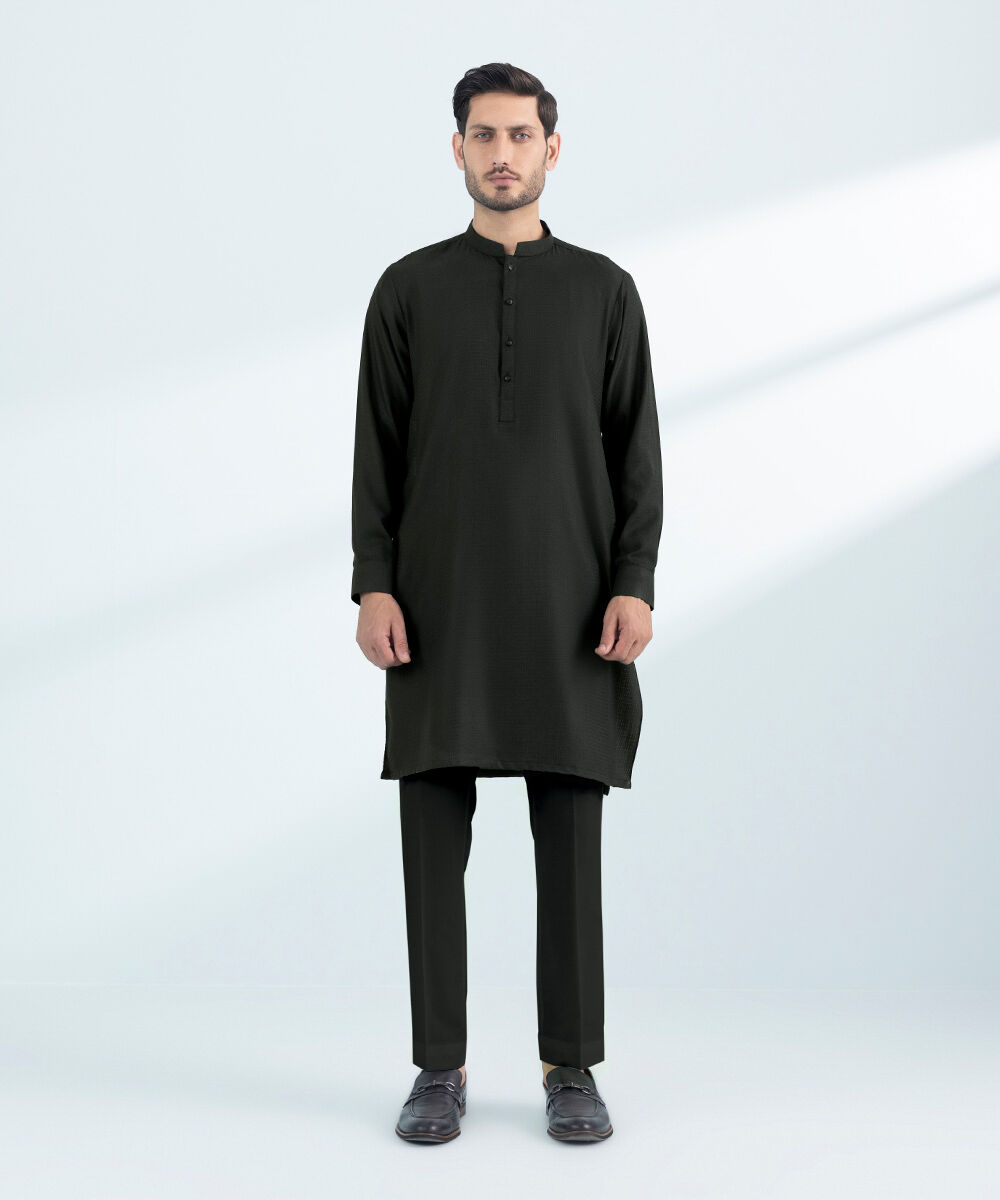 Men's Stitched 2 PC Black Dobby Suit