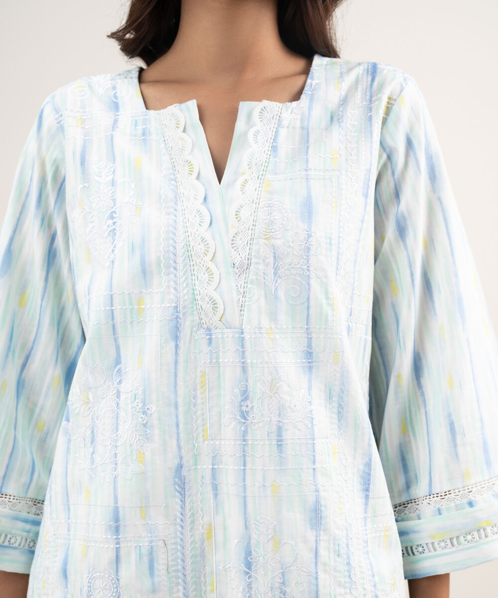 Women's RTW Leno Kara Embroidered White Straight Shirt