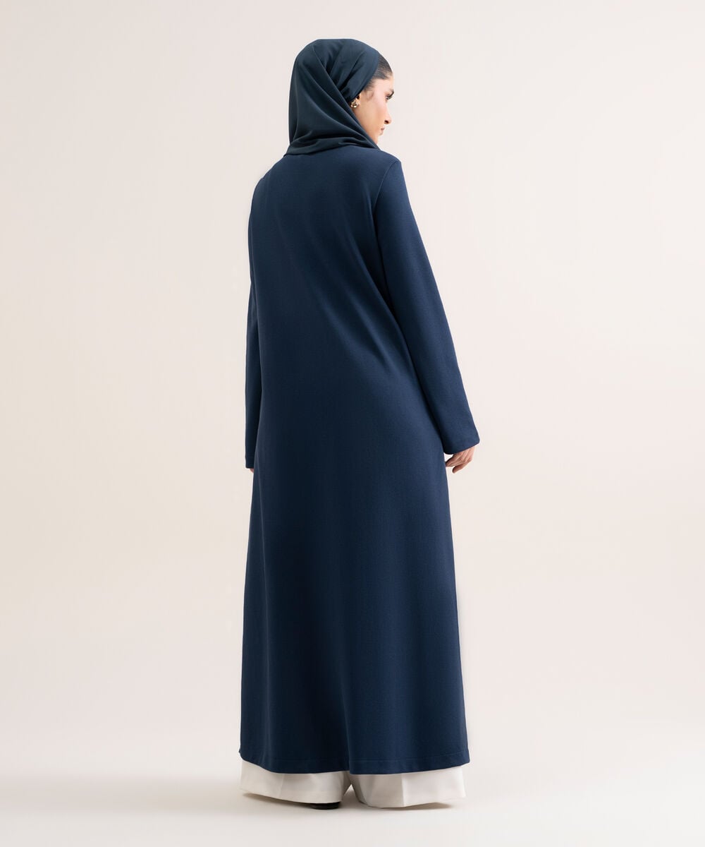 Women's Navy Blue Knit Abaya Set