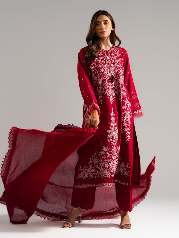 3 Piece - Embroidered Viscose Suit
