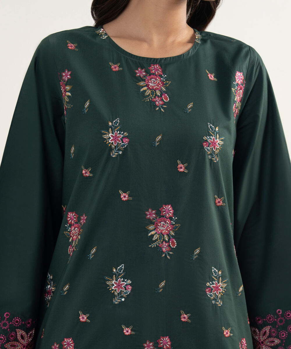 Women's Unstitched Twill Dark Green 3 Piece Suit