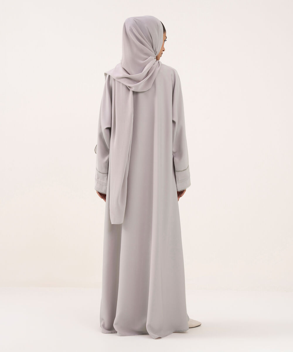 Women's Off White Polyester Abaya