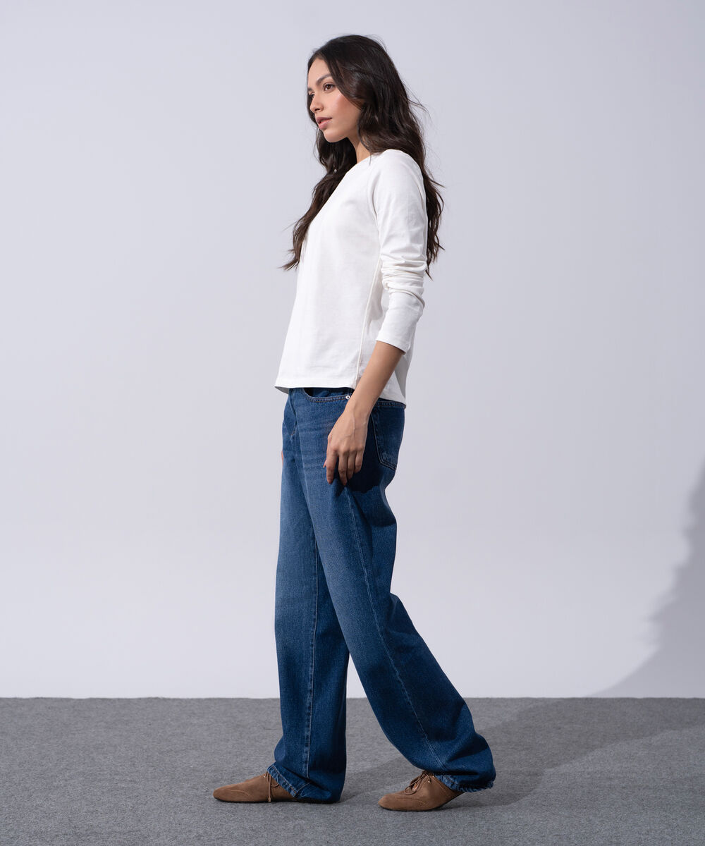 Women's Western Wear White Cotton Full Sleeves Knit T-Shirt