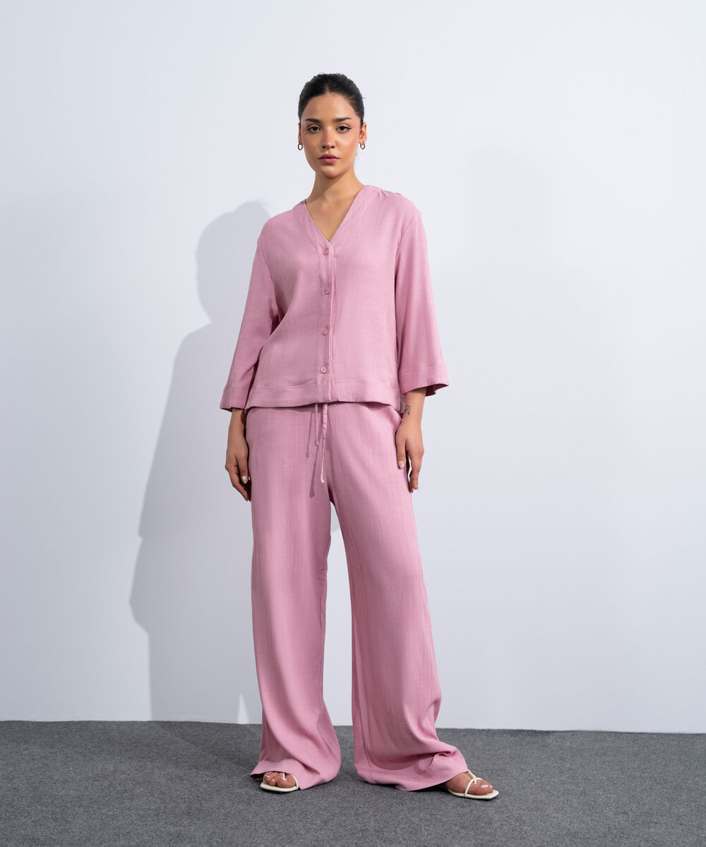 Women's Western Pink Pull-On Seersucker Trousers