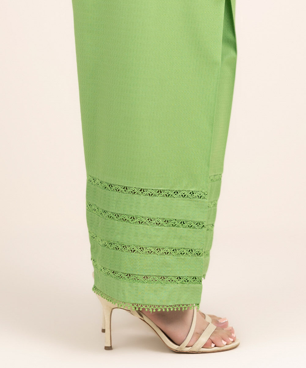 Women's RTW Dobby Green Solid Shalwar