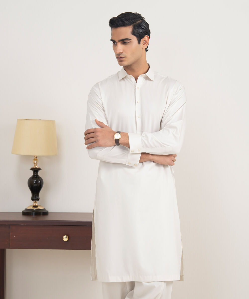 Men's Stitched Luxury Giza Cotton Beige Suit