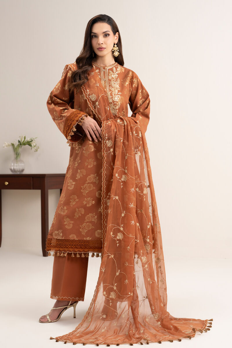 3 Piece - Embroidered Jacquard Suit