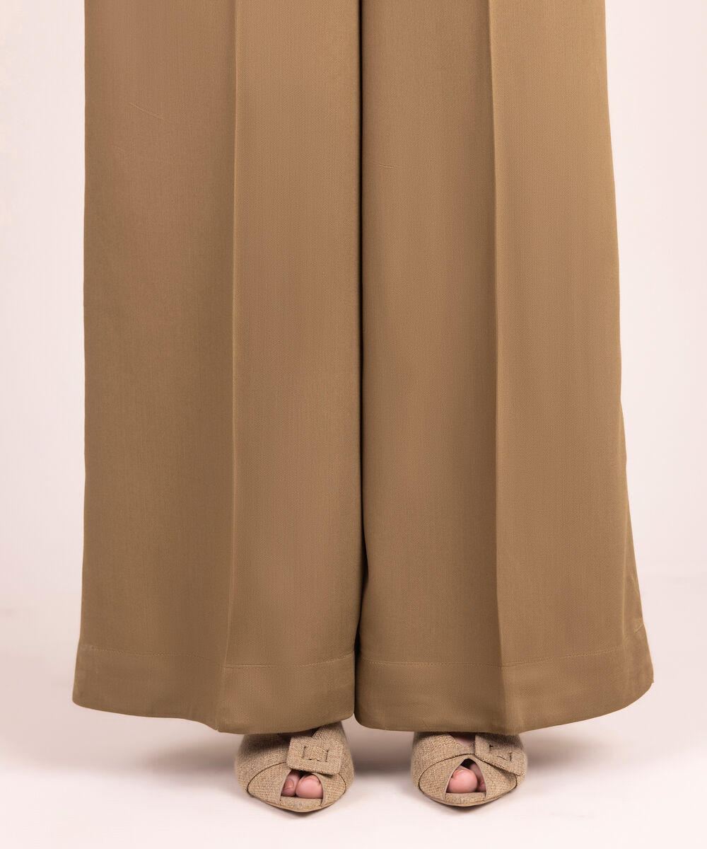 Women's RTW Bedford Solid Brown Flared Pants