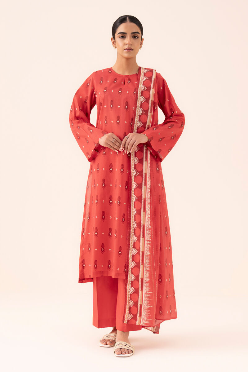 3 Piece - Printed Cotton Suit