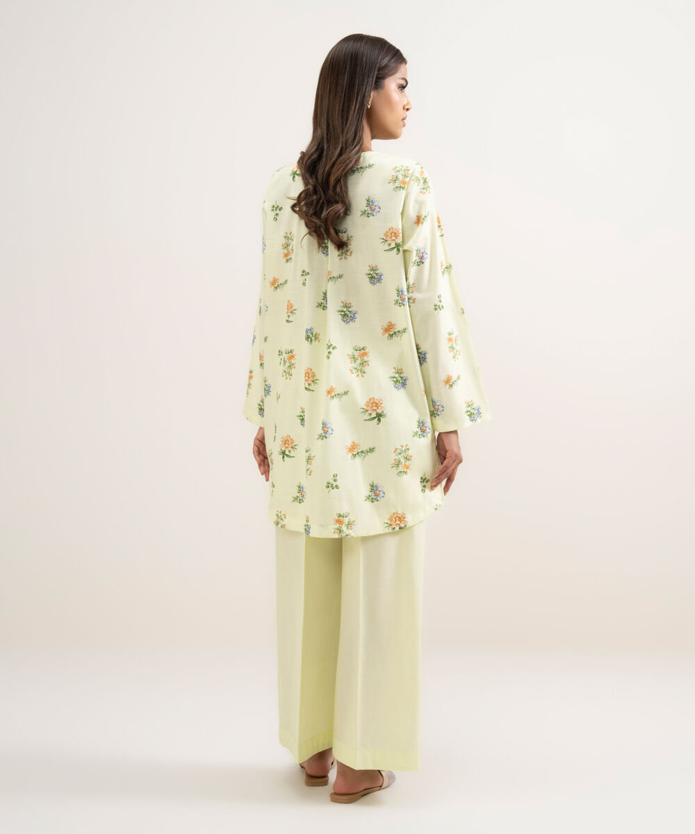 Women's RTW Cotton Viscose Embroidered Lemon Yellow Straight Shirt