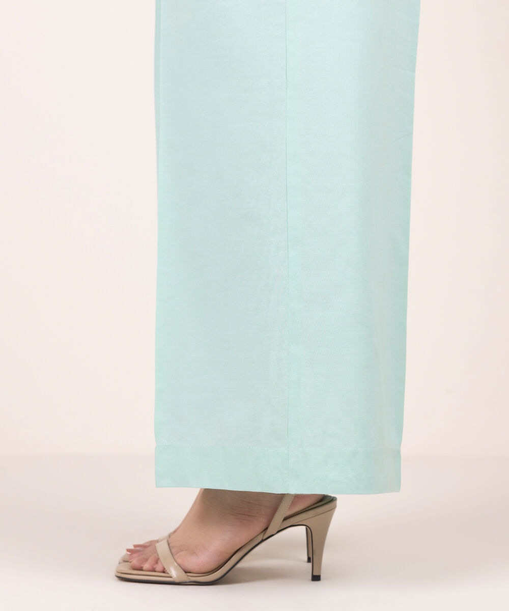 Women's RTW Cotton Viscose Solid Blue Culottes