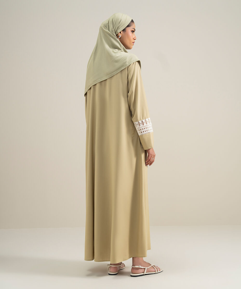 Women's Polyester Green Lace Trim  Abbaya