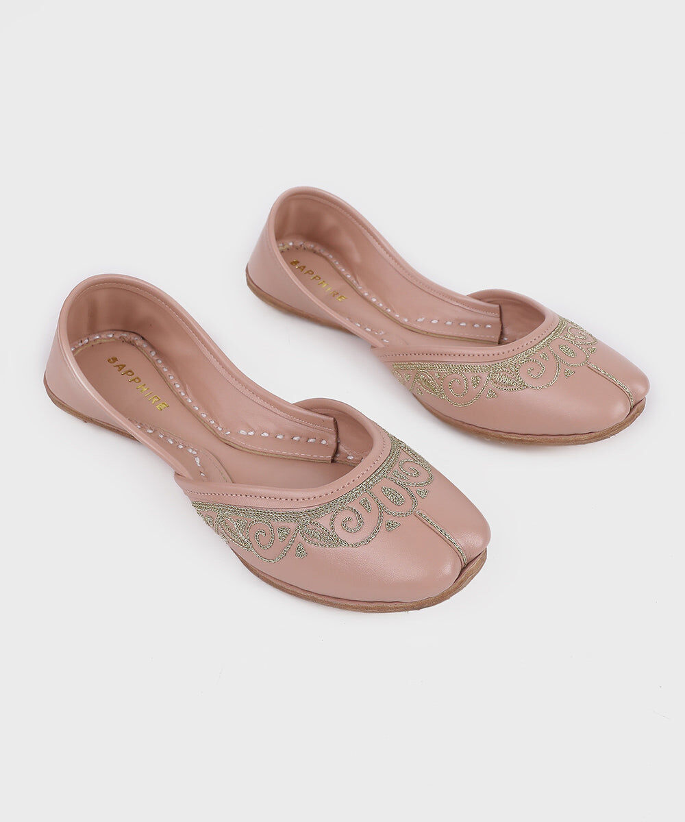 Woman - Pink Embroidered Khussas