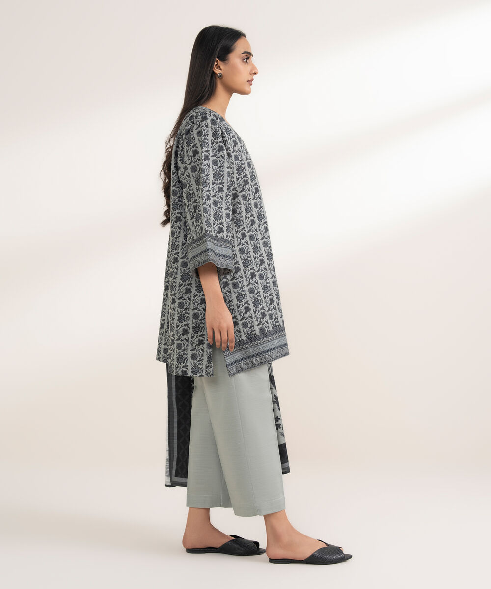 Women's RTW Khaddar Embroidered Grey 2 Piece Suit