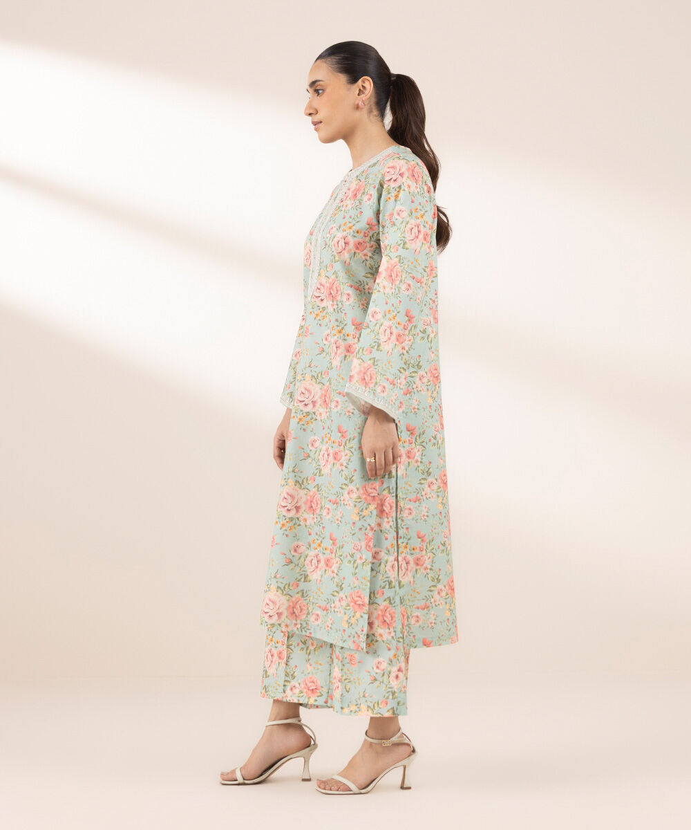 Women's RTW Lawn Multi Embroidered A-Line Shirt