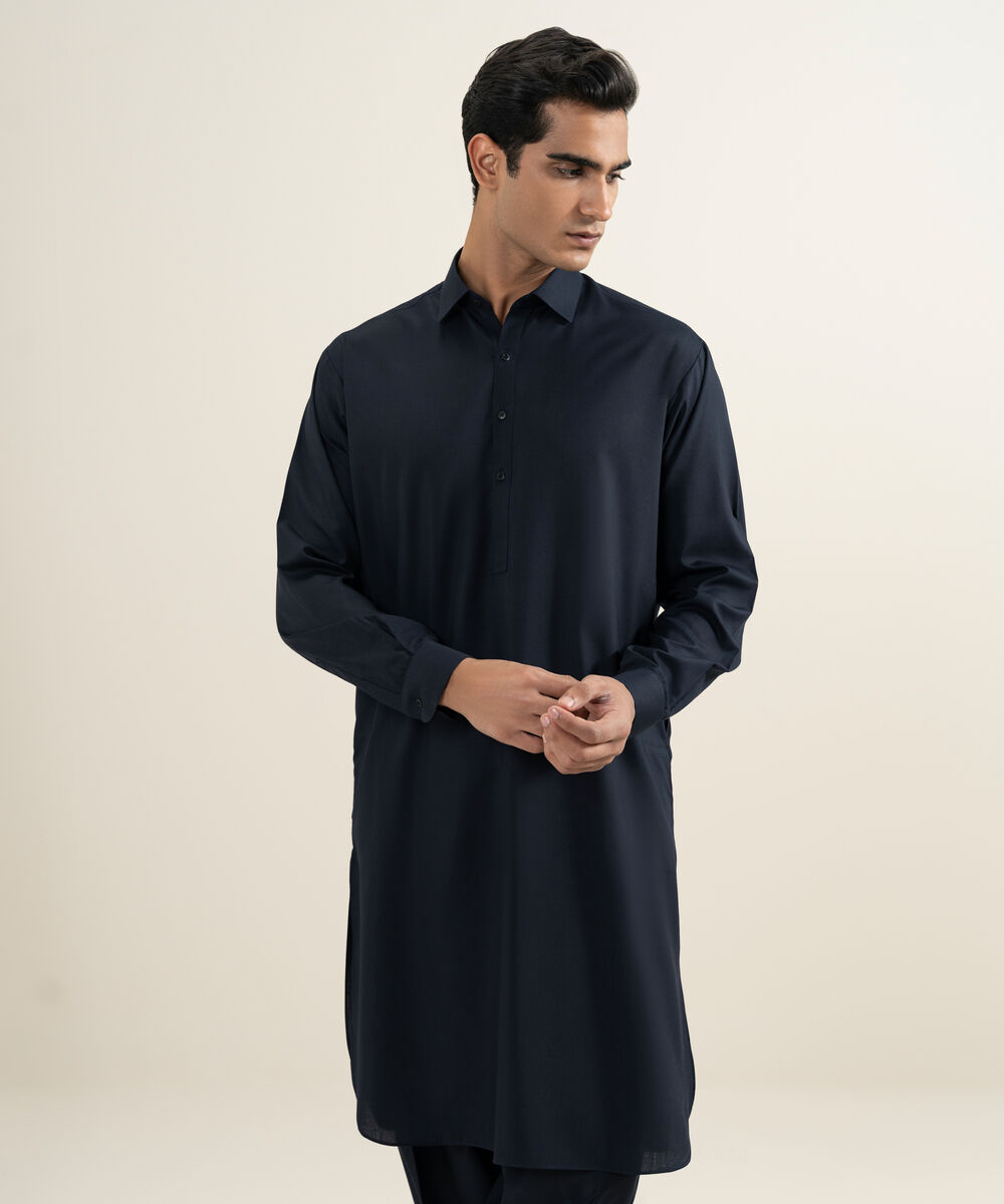 Men's navy Wash & Wear Kameez Shalwar