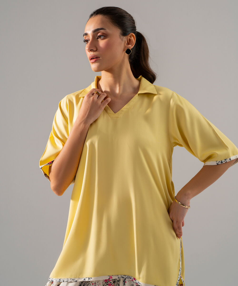 Women's RTW Bedford Solid Pale Yellow Straight Shirt