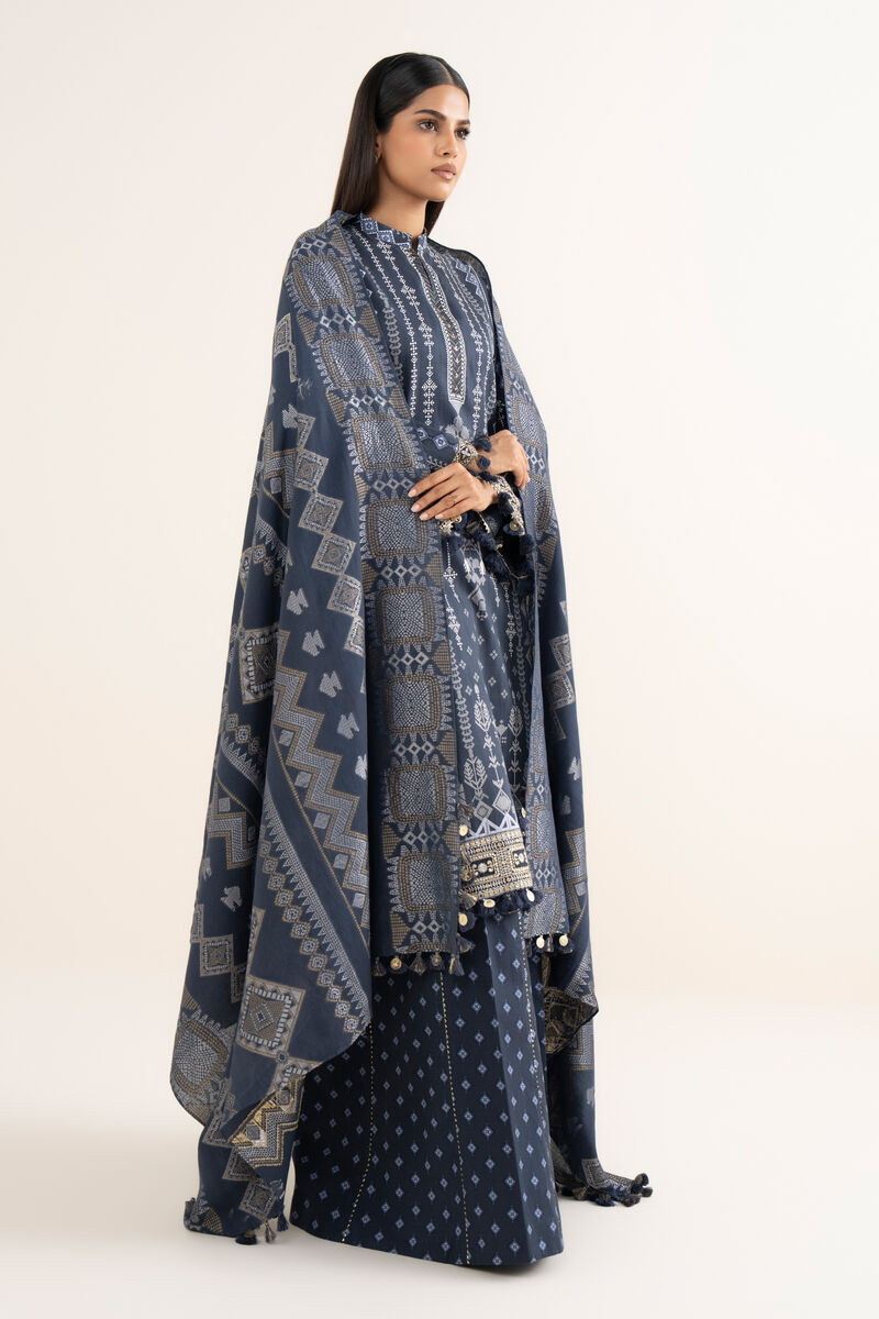 3 Piece - Printed Cotton Satin Suit