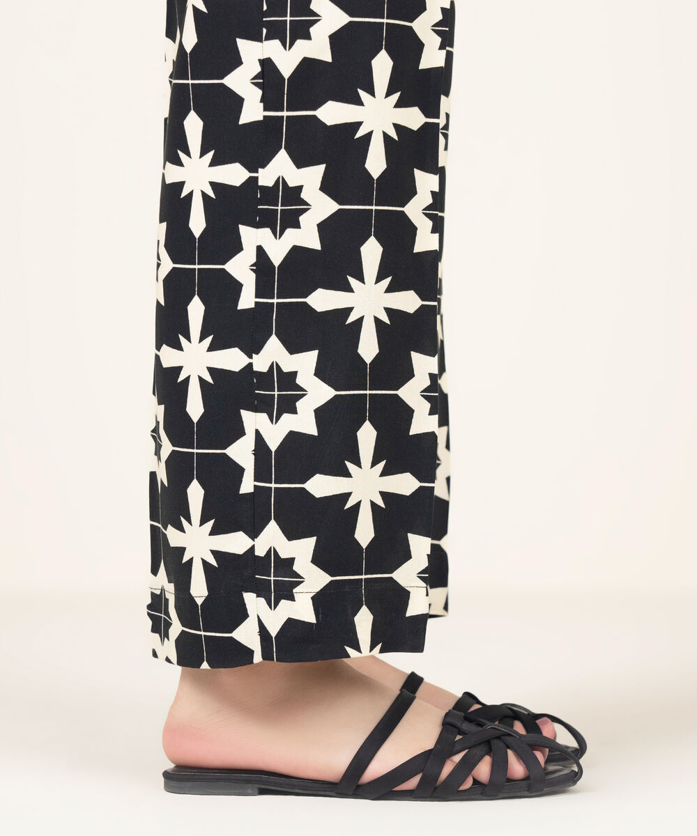 Women's RTW Viscose Linen Printed Black Culottes