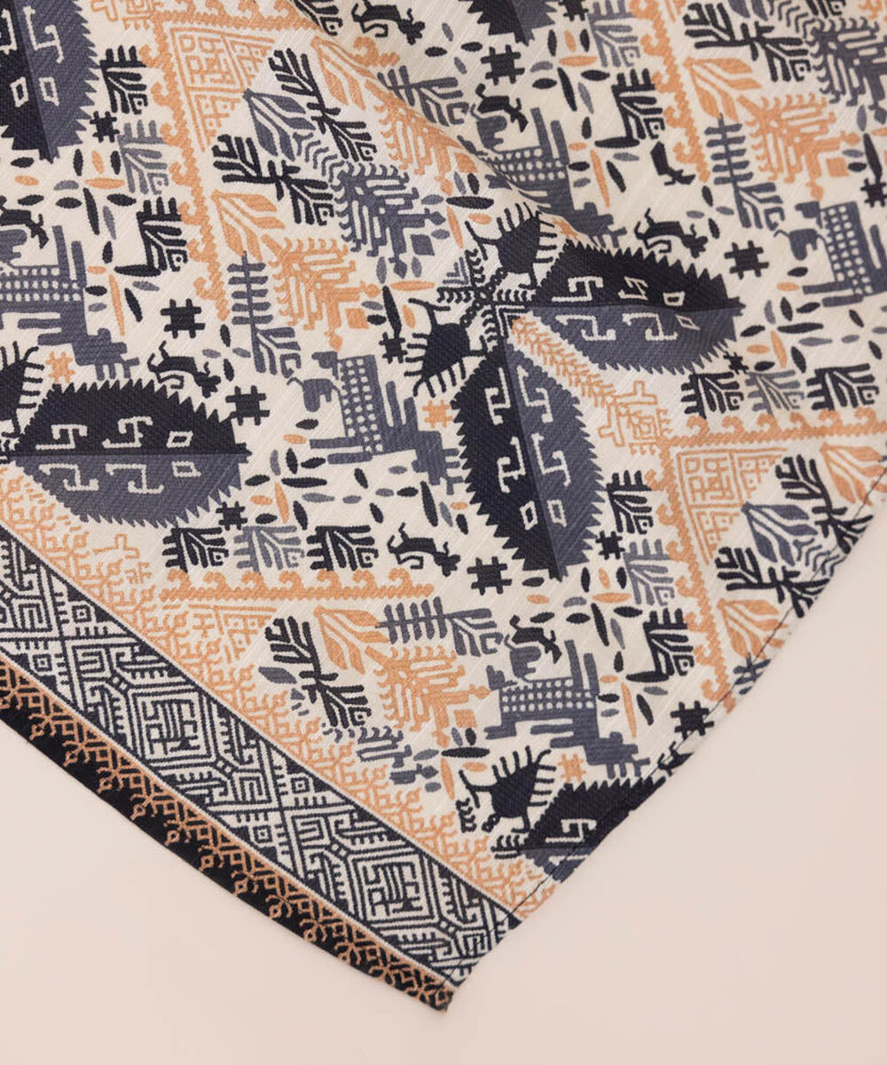 Women's Pret Printed Off White Khaddar Dupatta