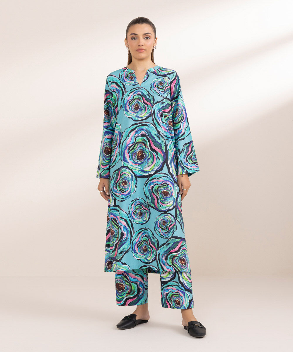 Women's Pret Cotton Viscose Printed Multi A-Line Shirt
