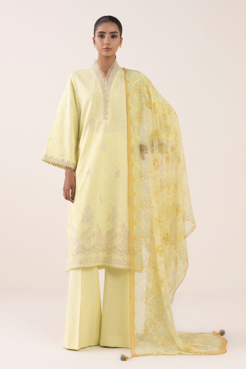 3 Piece - Embroidered Dobby Suit