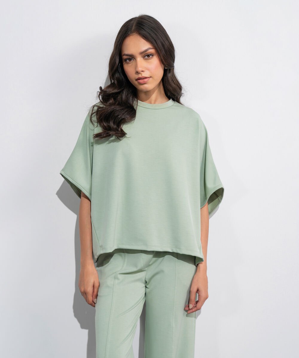 Women's Western Sage Green Soft Lux  Loose-Fit Kimono T-Shirt