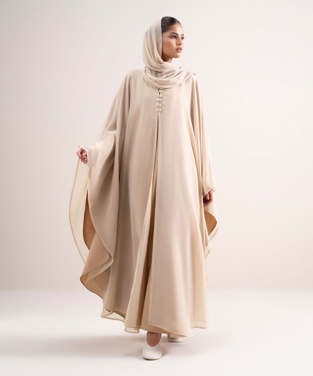 Women's Chiffon Peach Kaftaan Abbaya Set