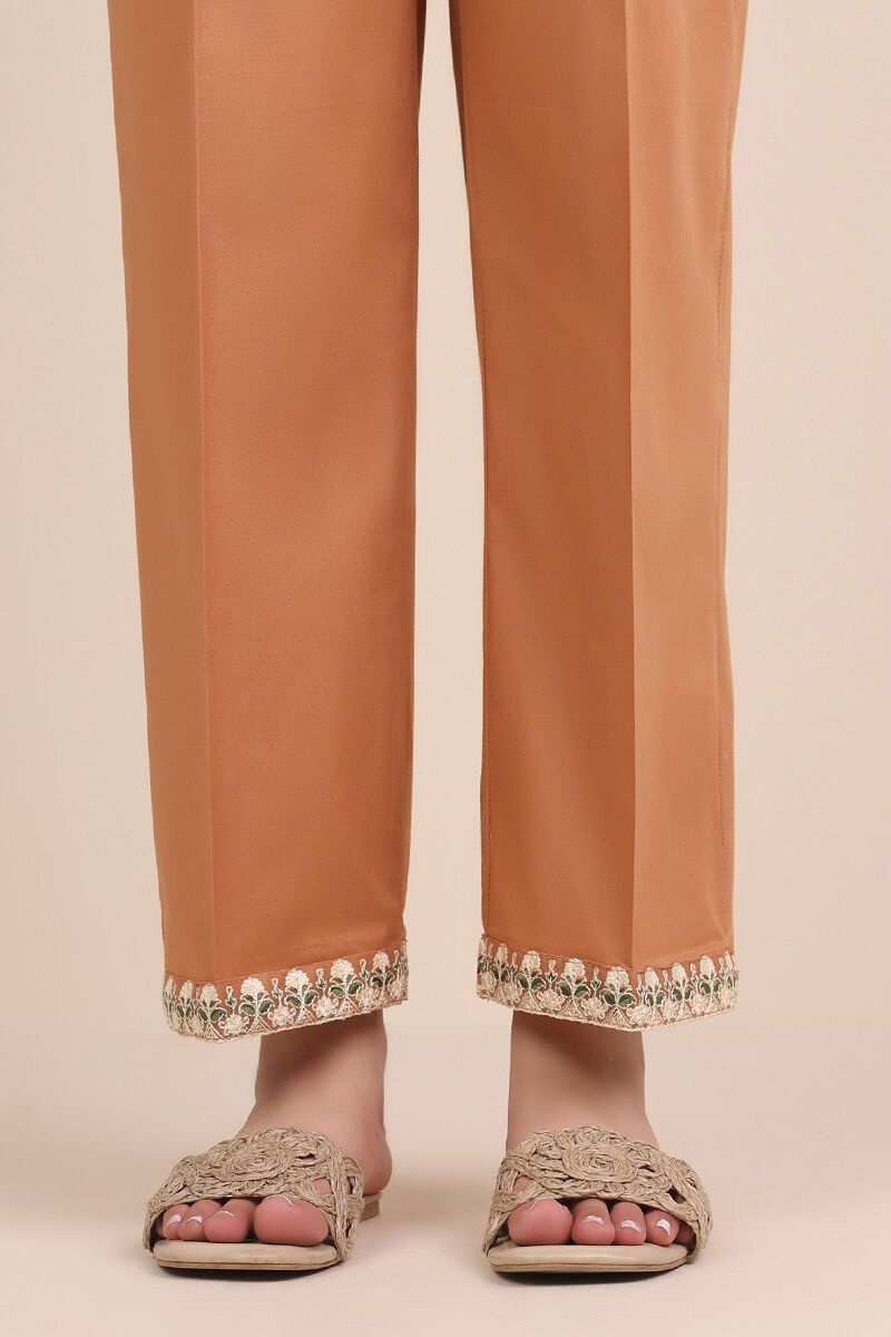 Embroidered Cambric Straight Pants