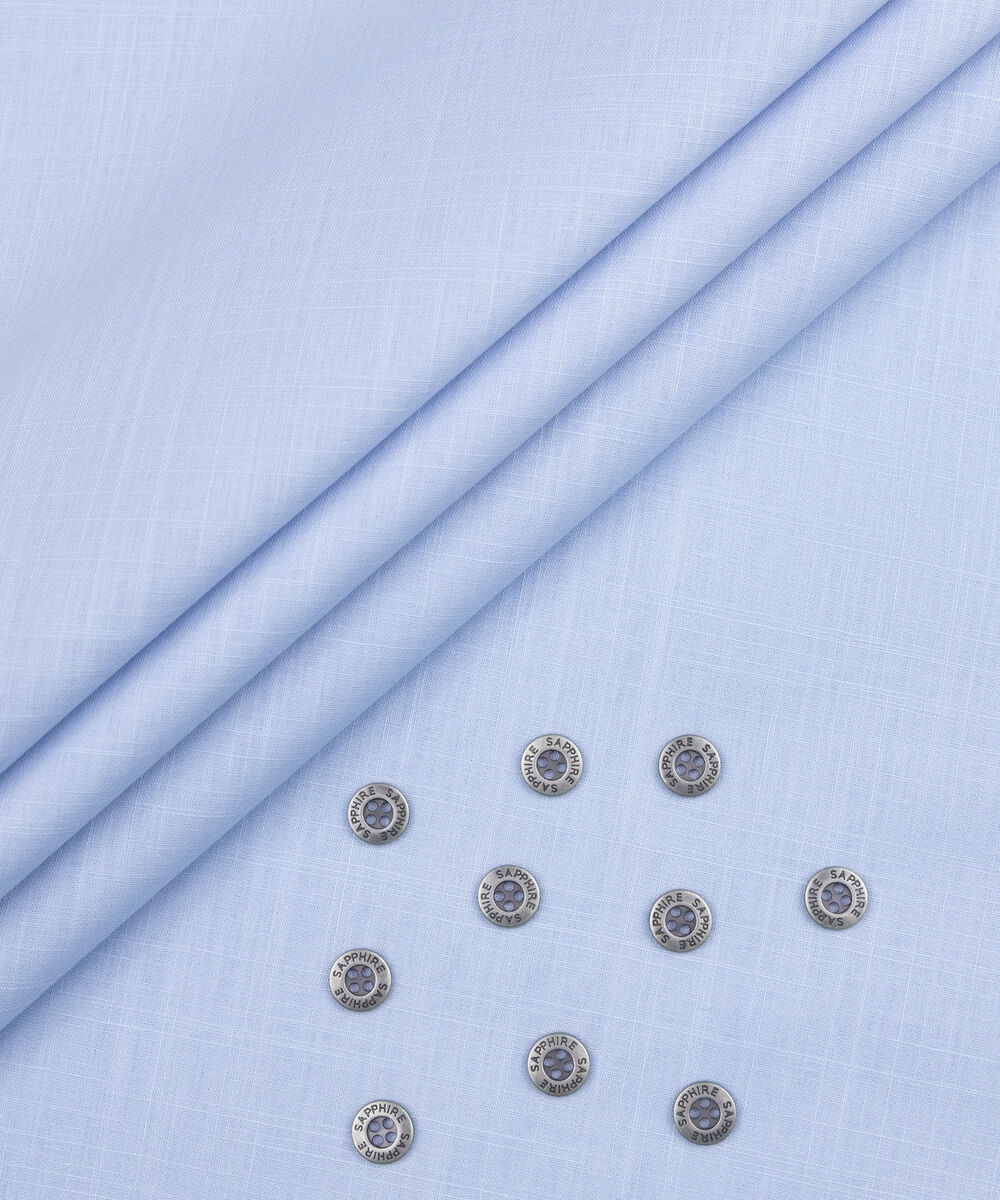 Men's Unstitched Two-Piece Sky Blue Premium Slub Cotton Suit