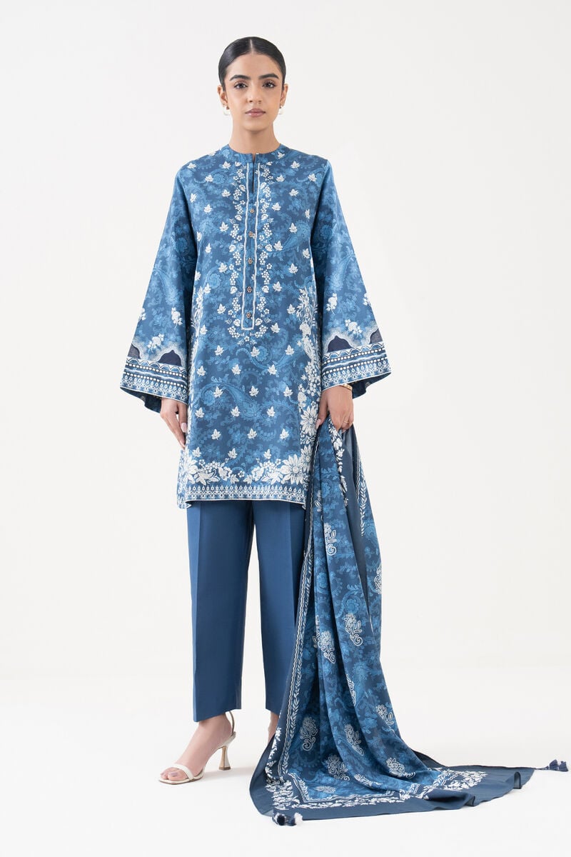 3 Piece - Printed Linen Suit