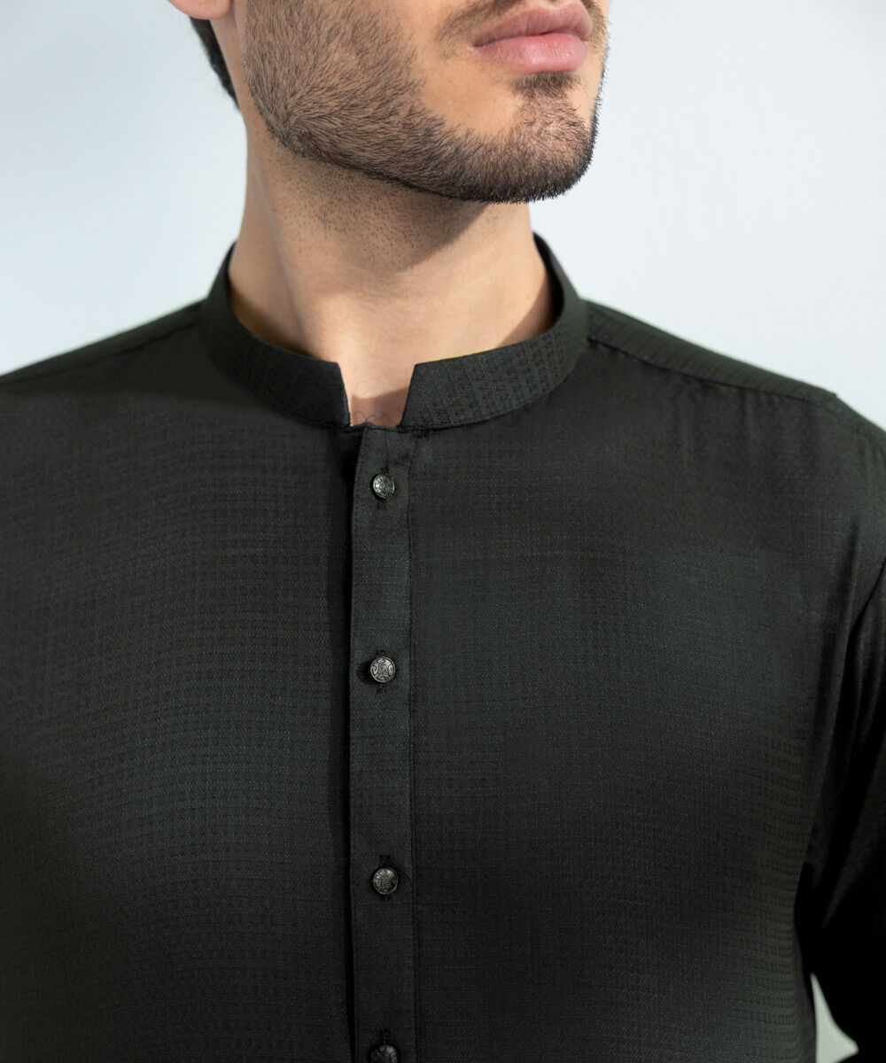 Men's Stitched 2 PC Black Dobby Suit