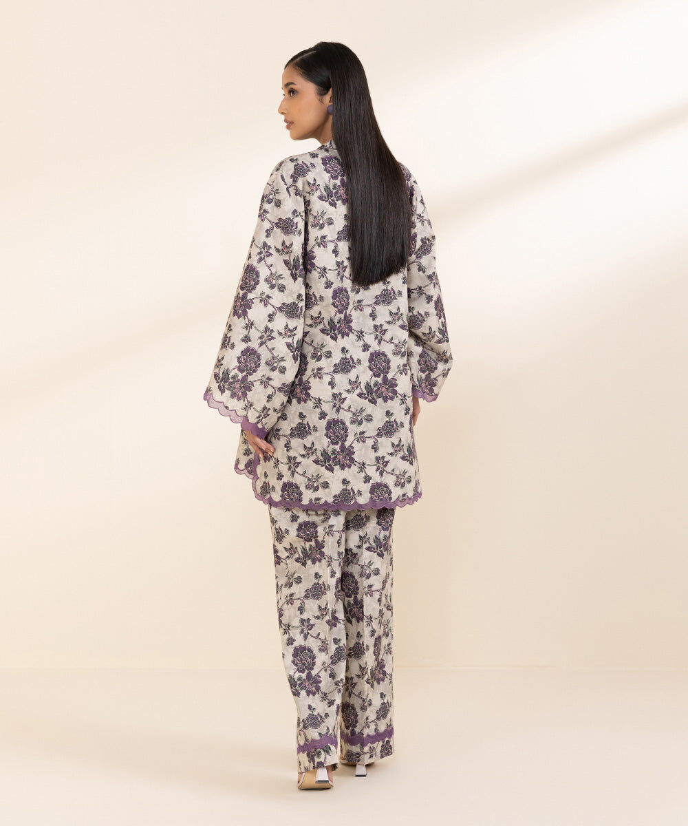 Women's Unstitched Light Khaddar Grey Printed 2 Piece Suit