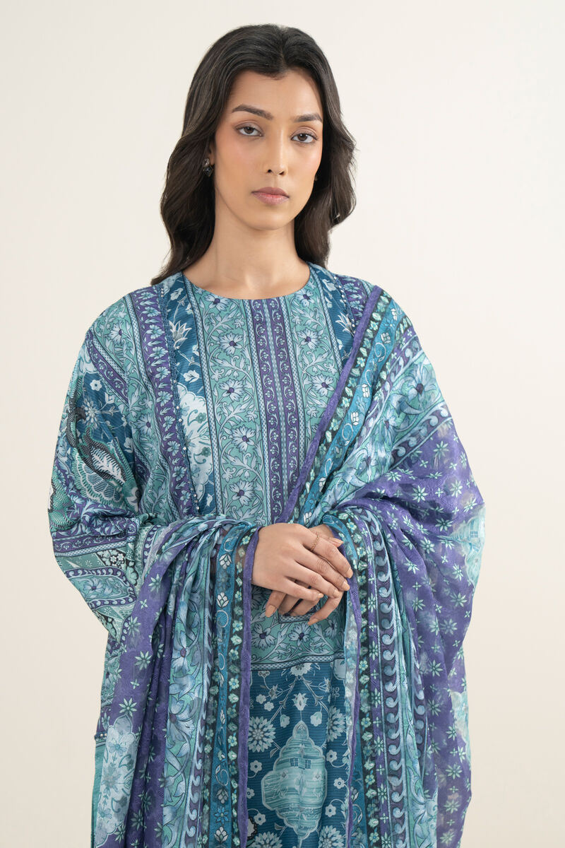 3 Piece - Printed Silk Suit