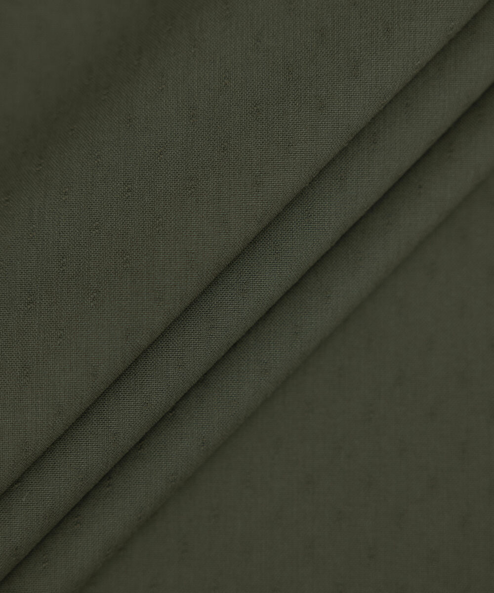 Men Unstitched Wash & Wear Olive Full Suit Fabric