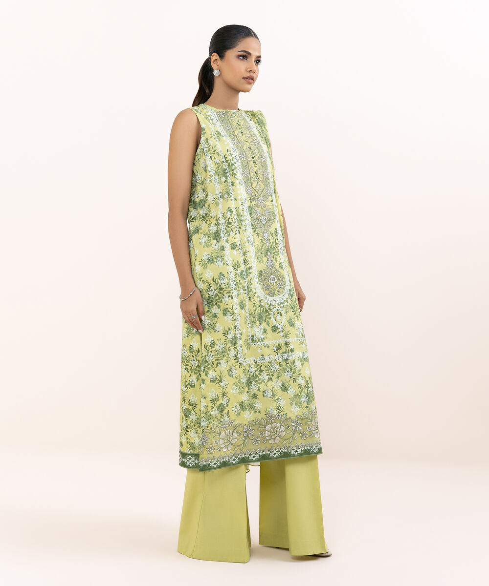 Women's Unstitched Cotton Viscose Printed Three Piece Suit