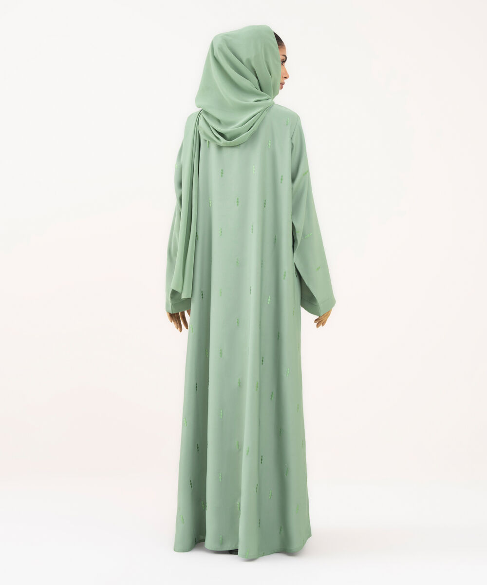 Women's Green Polyester Abaya Set
