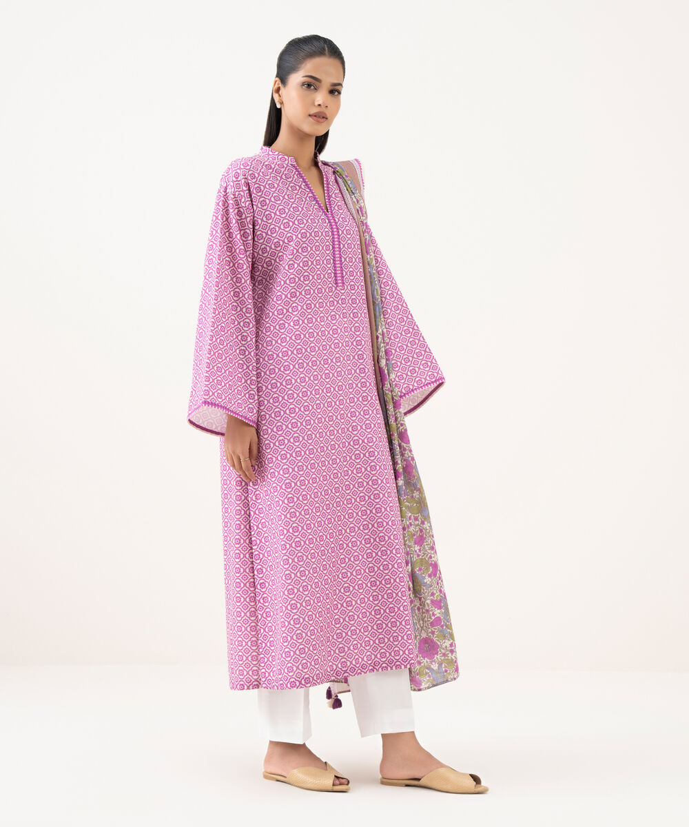 Women's Unstitched Light Khaddar Printed Multi Two Piece Suit