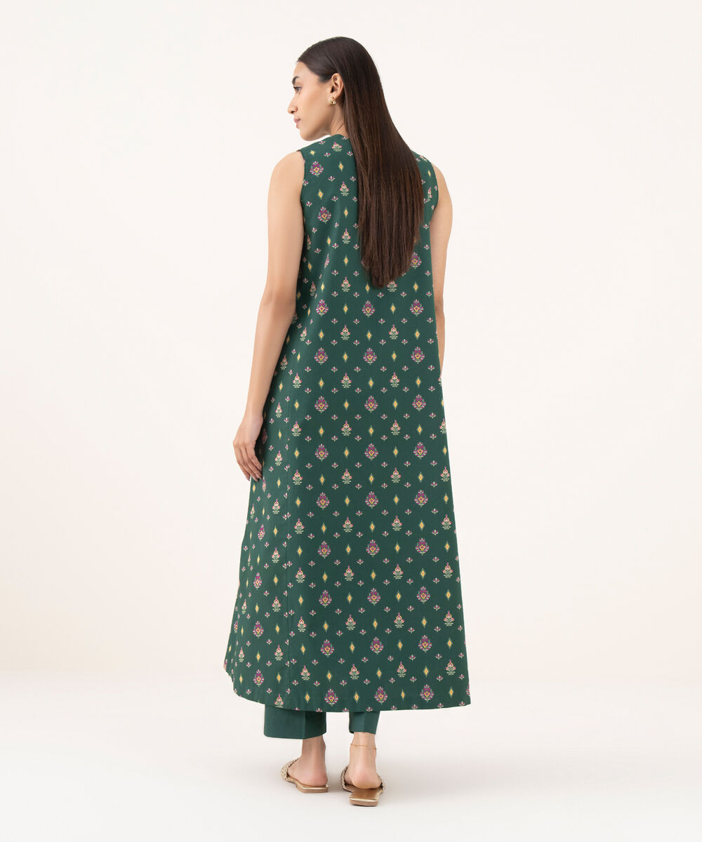 Women's Unstitched Lawn Printed Green 2 Piece Suit