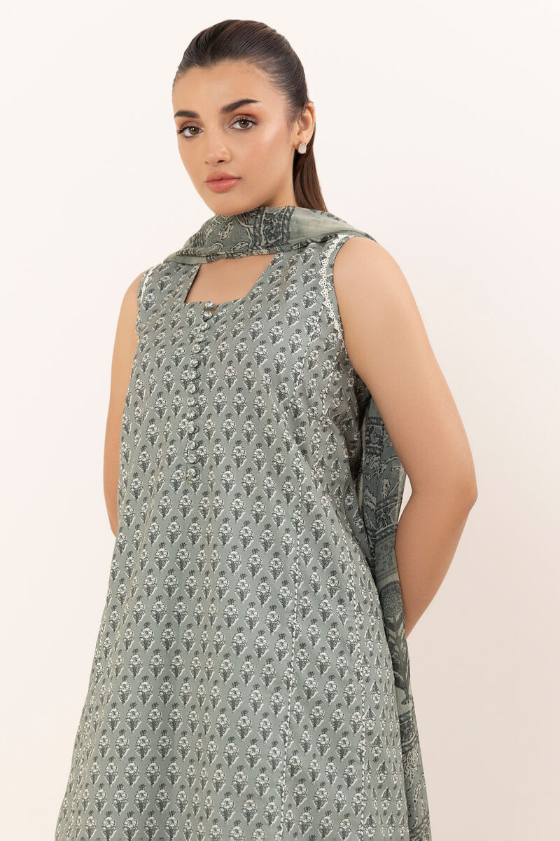 3 Piece - Printed Cotton Suit