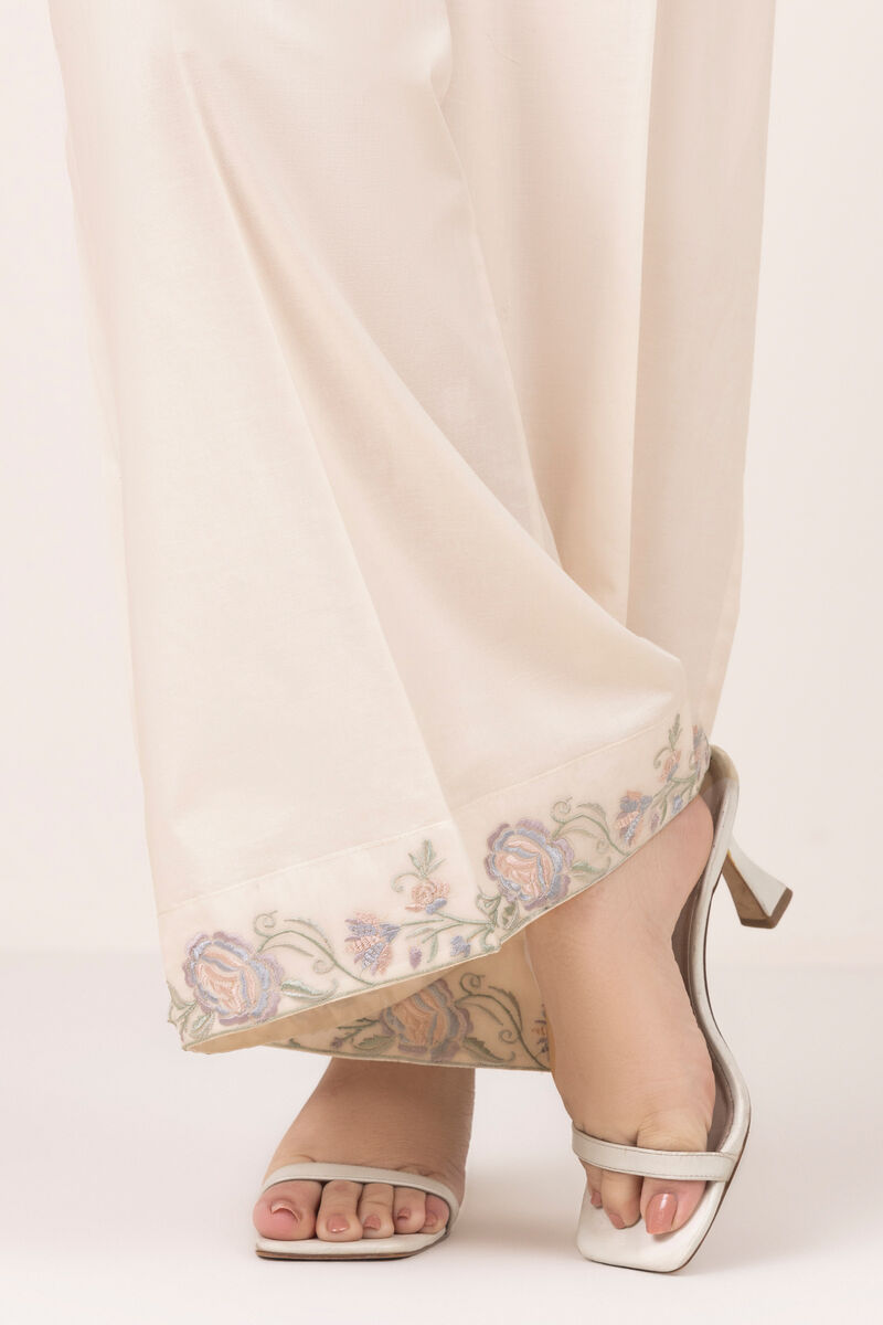 Embroidered Cambric Flared Pants
