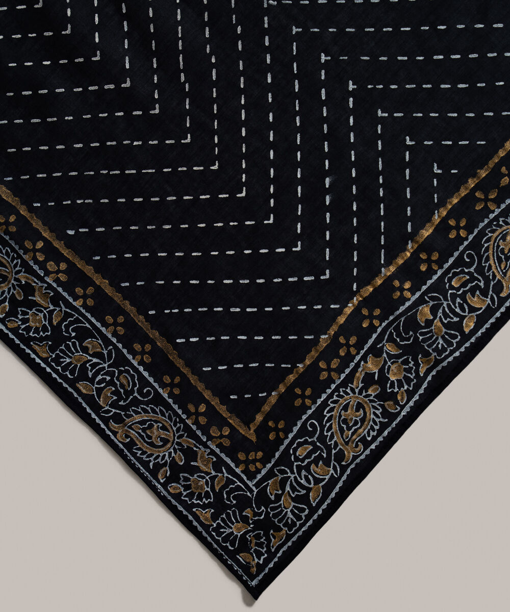 Women's RTW Fine Voil Printed Black Dupatta