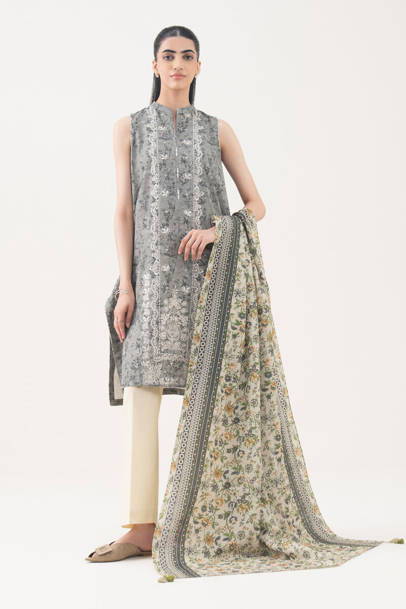 2 Piece - Embroidered Cotton Suit