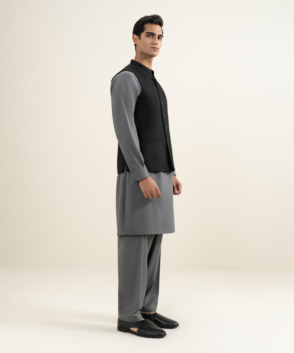 Men's black Tropical Suiting Waistcoat